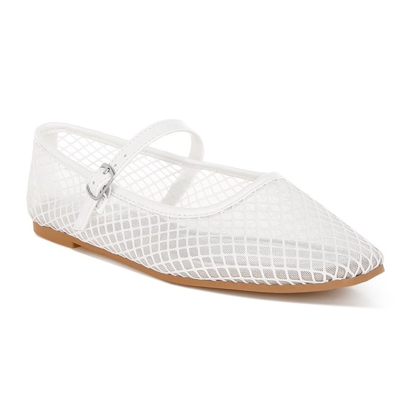 London Rag White Mesh Mary Jane Ballet Flats New NIB Women’s 9 - Picture 1 of 7